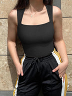 Sleeveless Square Neck Yoga Bodysuit | GirlyNest