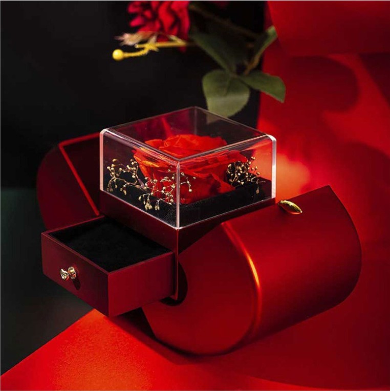 Red Apple Jewelry Box with Eternal Rose Gift | GirlyNest