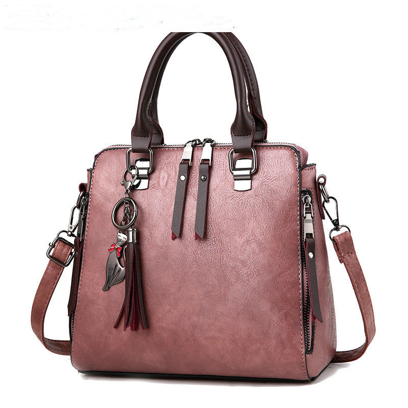 Vintage PU Leather Tassel Tote Bag - Chic & Timeless