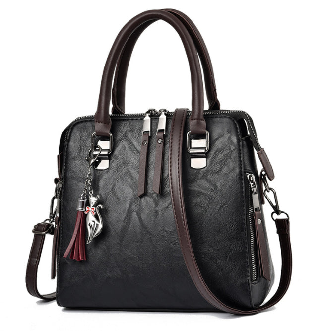 Vintage PU Leather Tassel Tote Bag - Chic & Timeless