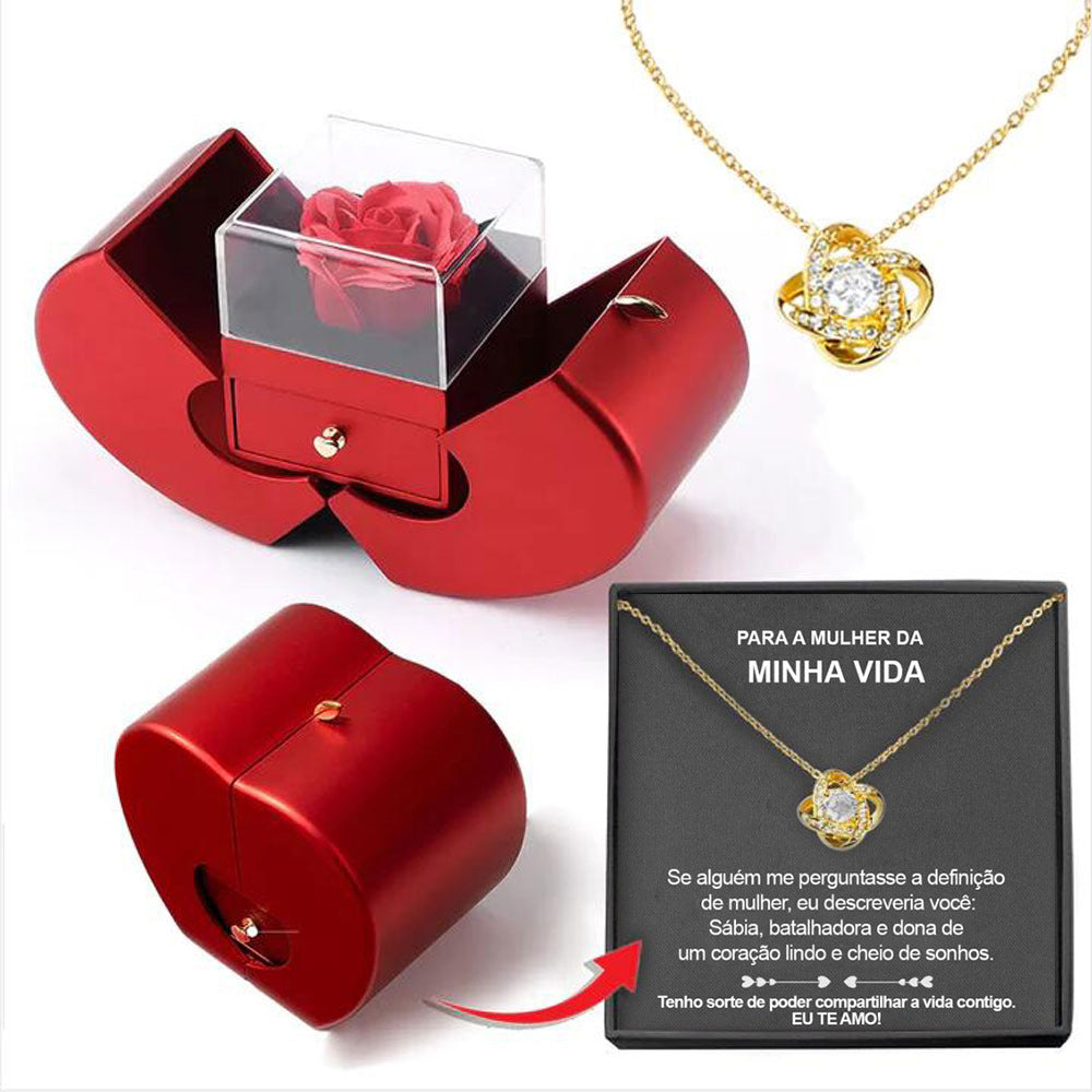 Red Apple Jewelry Box with Eternal Rose Gift | GirlyNest