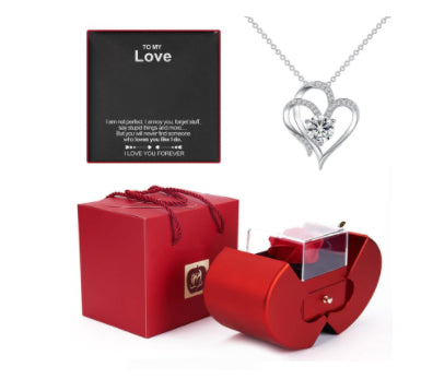 Red Apple Jewelry Box with Eternal Rose Gift | GirlyNest