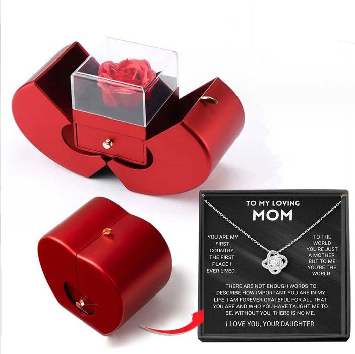 Red Apple Jewelry Box with Eternal Rose Gift | GirlyNest