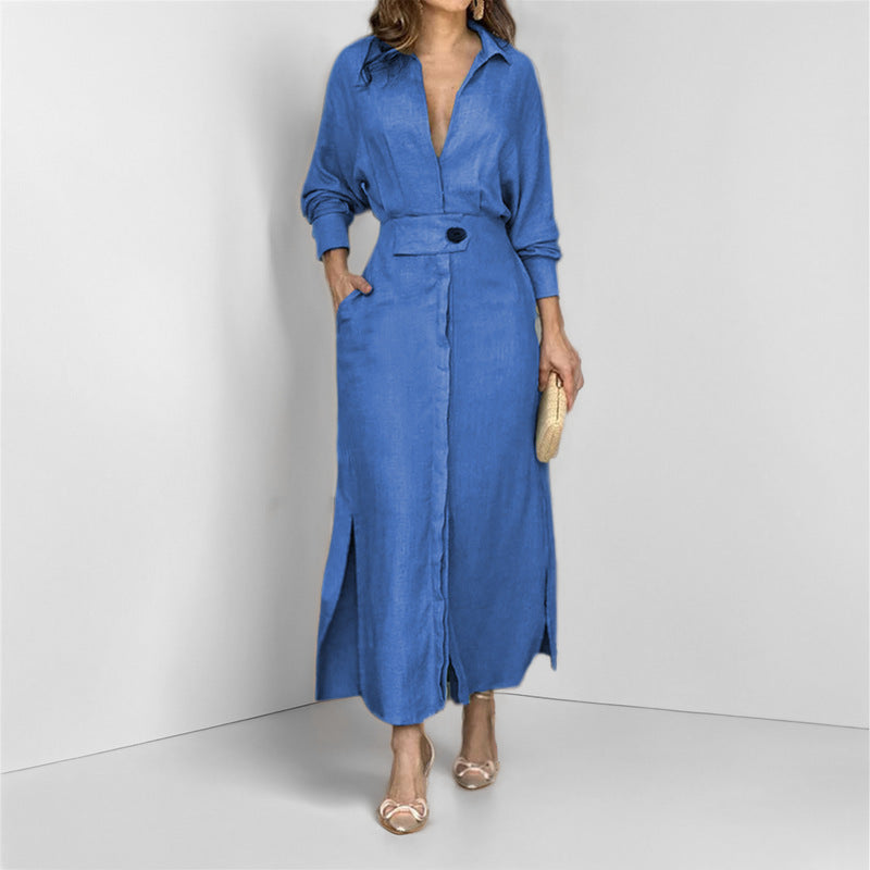 Elegant Tied Waist Shirt Dress - Effortless Style | GirlyNest