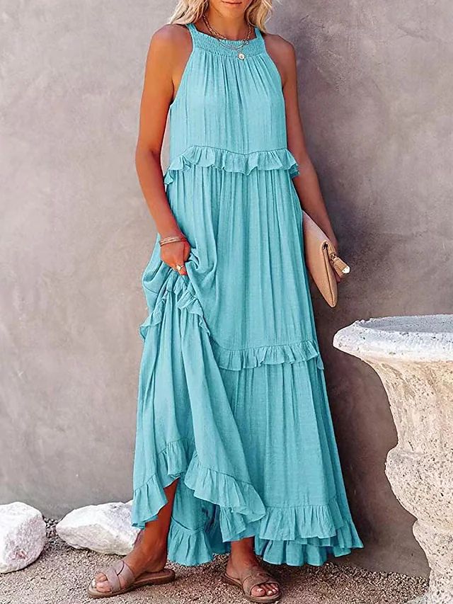 Halter Neck Beach Dress - Backless Summer Elegance