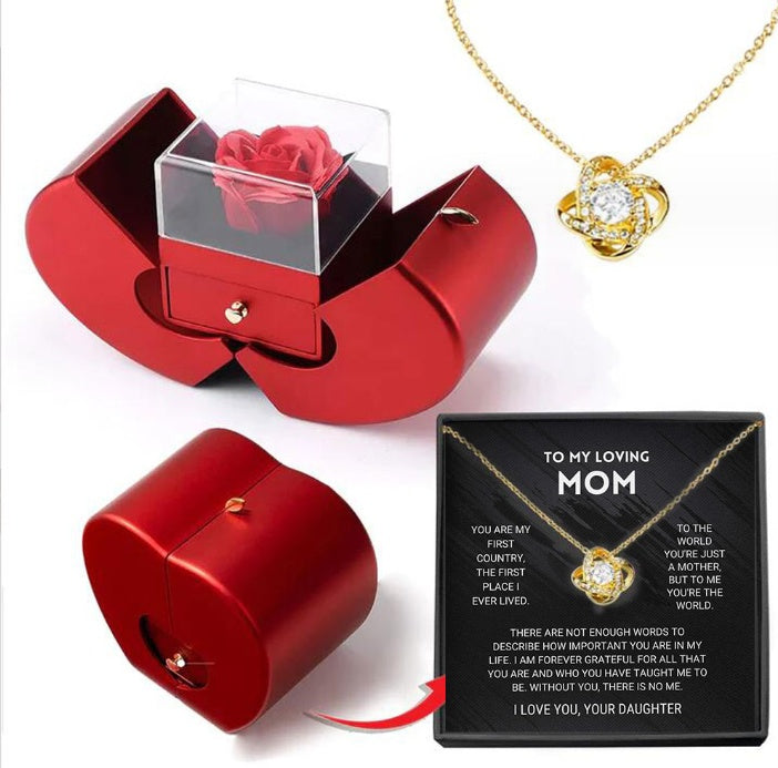 Red Apple Jewelry Box with Eternal Rose Gift | GirlyNest
