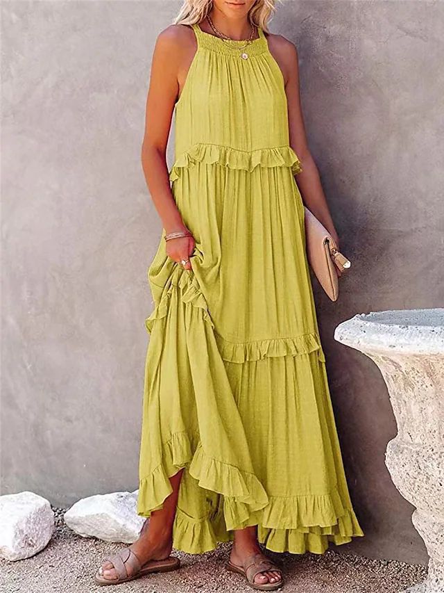 Halter Neck Beach Dress - Backless Summer Elegance