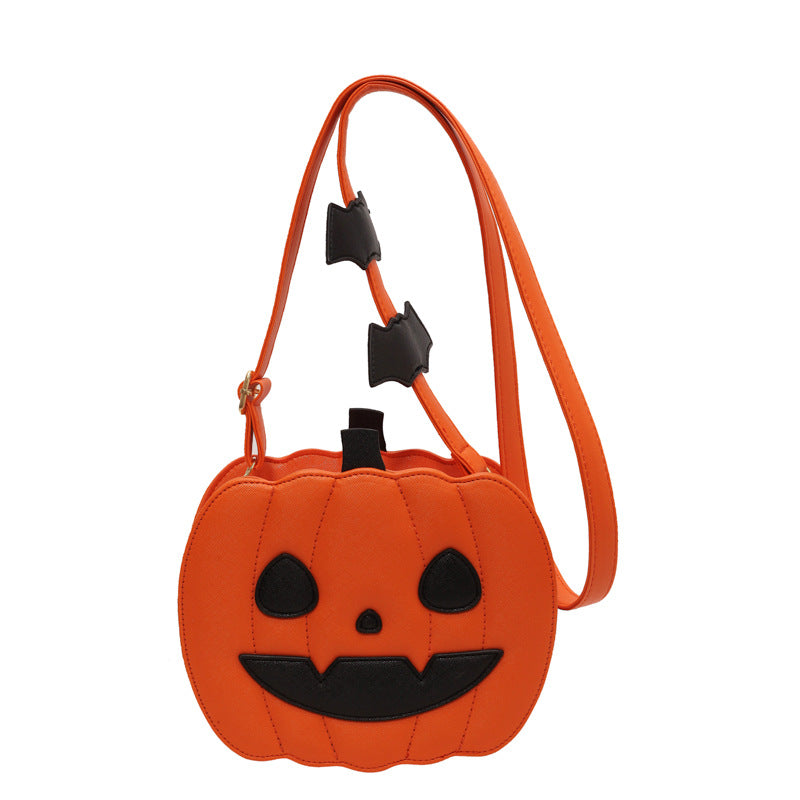 Halloween Pumpkin Cartoon Crossbody Bag with Bat | GirlyNest