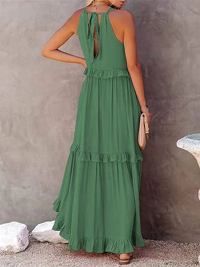 Halter Neck Beach Dress - Backless Summer Elegance