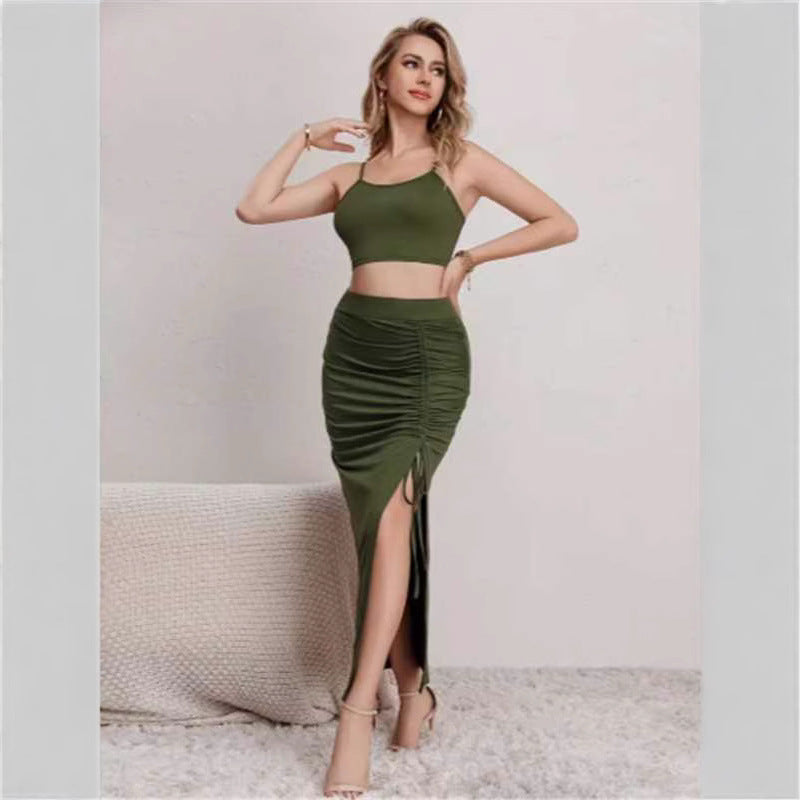 Sleeveless Split Mid-Length Dress Set - Chic & Comfy