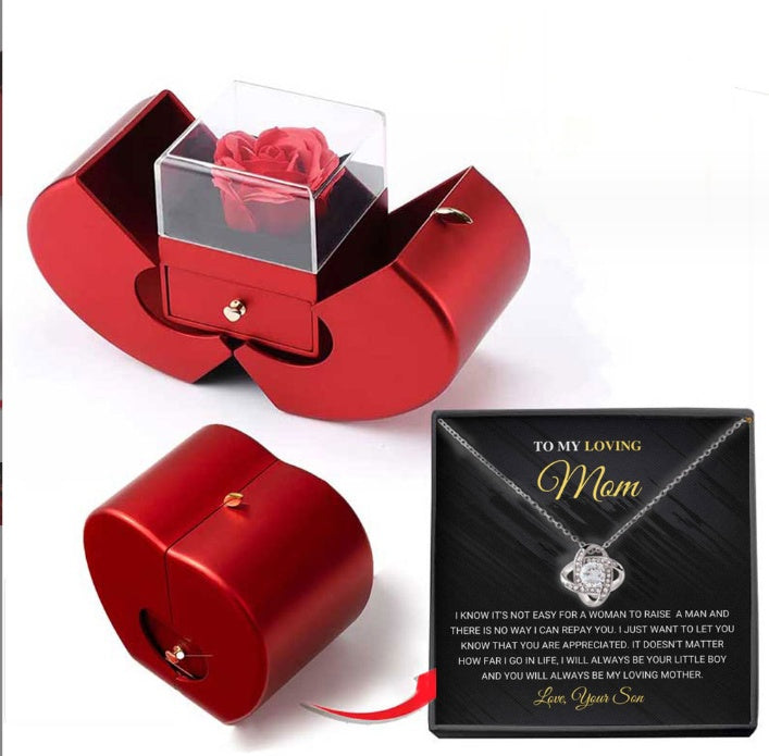Red Apple Jewelry Box with Eternal Rose Gift | GirlyNest