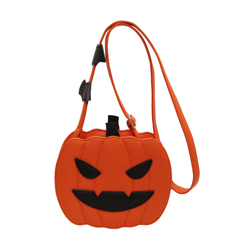 Halloween Pumpkin Cartoon Crossbody Bag with Bat | GirlyNest