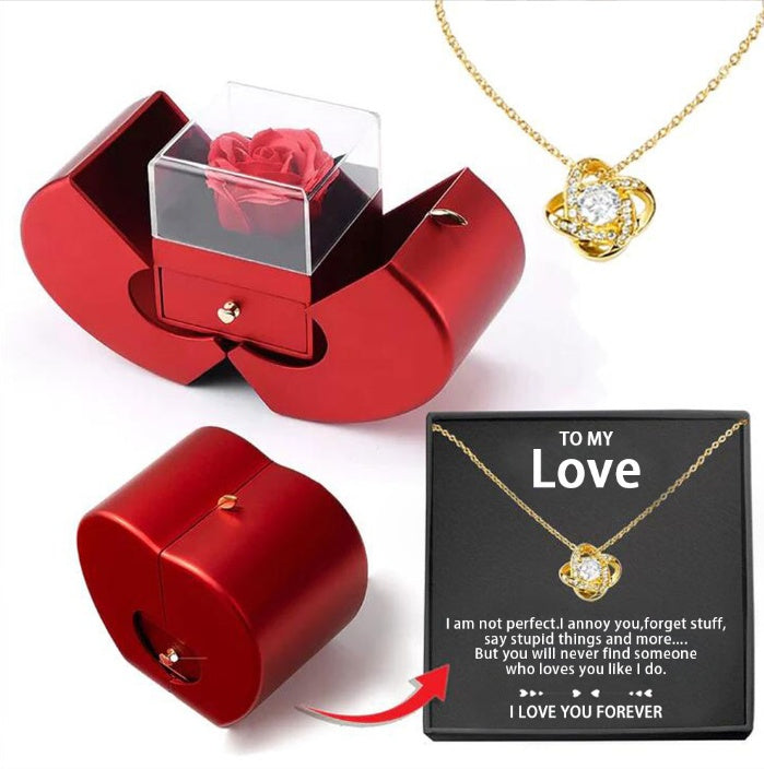 Red Apple Jewelry Box with Eternal Rose Gift | GirlyNest