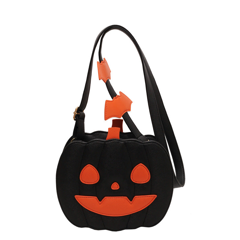 Halloween Pumpkin Cartoon Crossbody Bag with Bat | GirlyNest