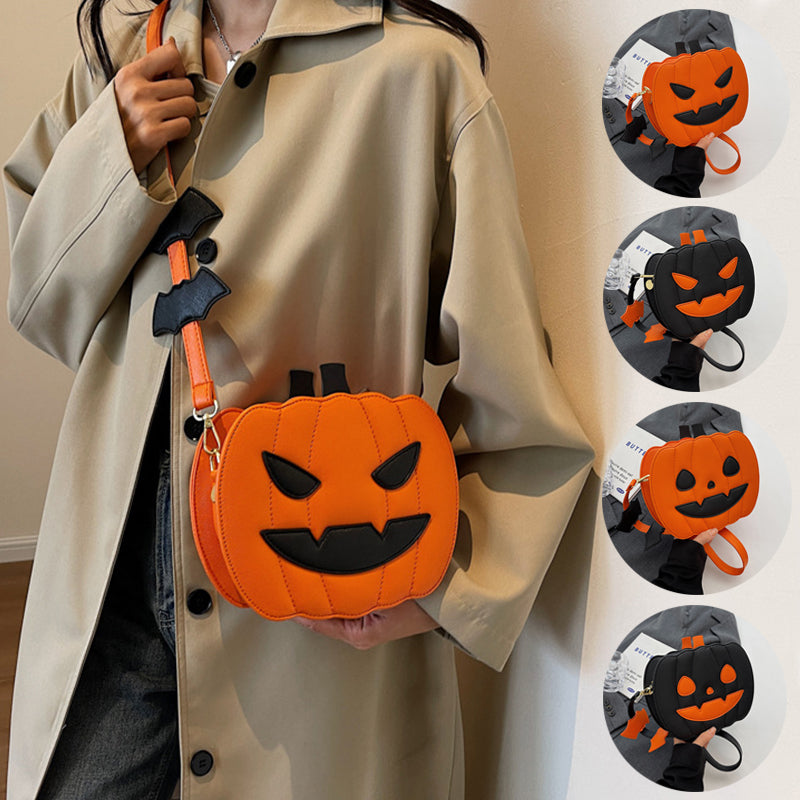 Halloween Pumpkin Cartoon Crossbody Bag with Bat | GirlyNest