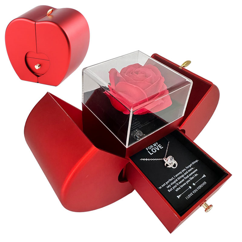 Red Apple Jewelry Box with Eternal Rose Gift | GirlyNest