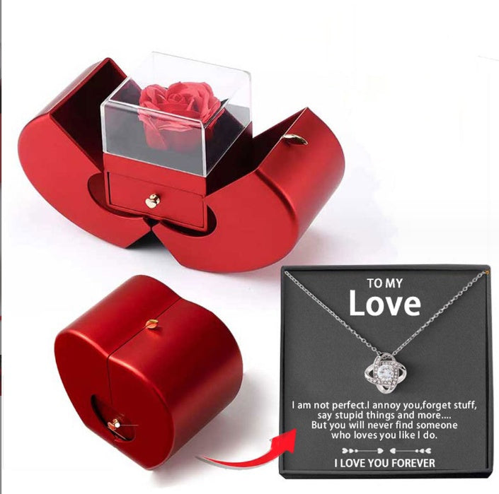 Red Apple Jewelry Box with Eternal Rose Gift | GirlyNest