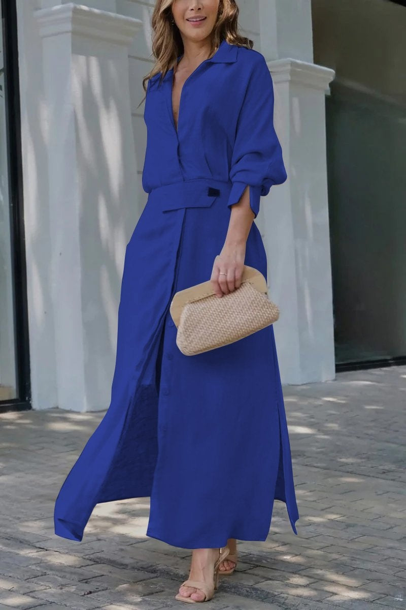 Elegant Tied Waist Shirt Dress - Effortless Style | GirlyNest